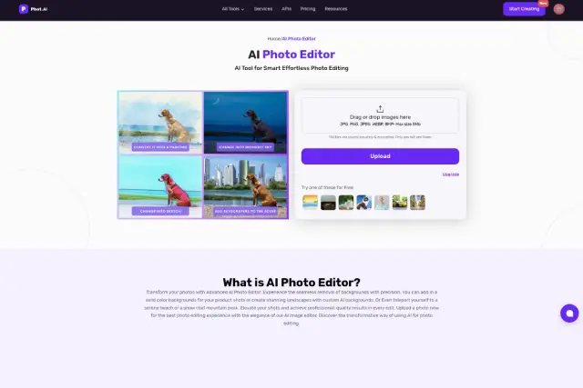 Photo.ai AI Image Editing Tool dashboard image